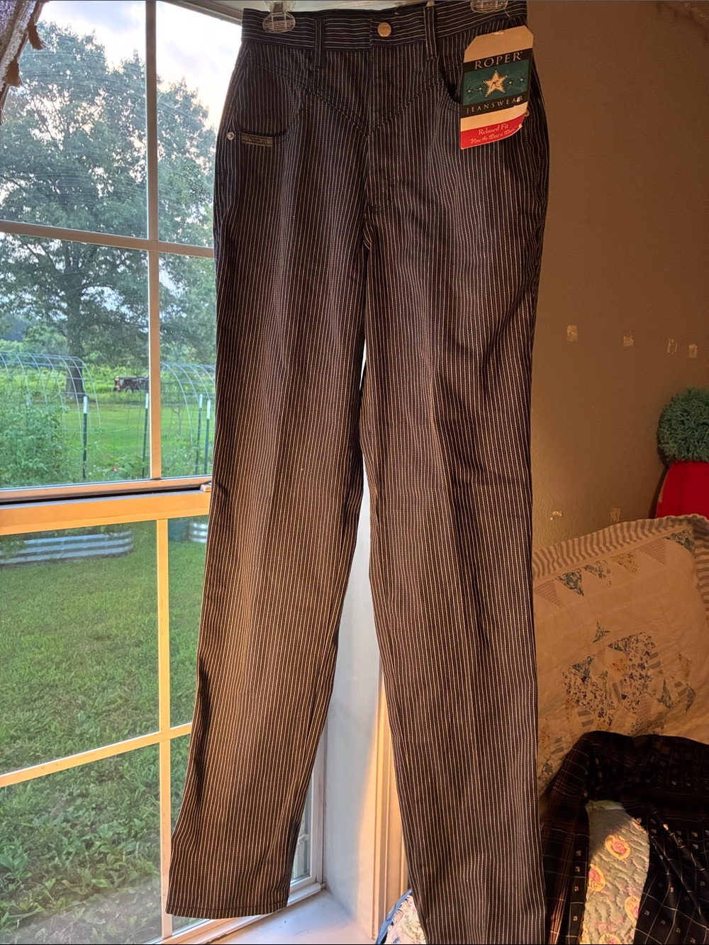 Vintage Deadstock Roper Women’s Navy Pinstripe Cowgirl Jeans Sz 9/10